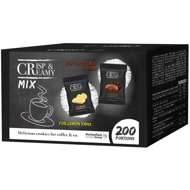 HELLMA Crisp & Creamy biscuits, chocolate and lemon cream, individually wrapped, 200 pieces
